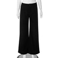 Solid Color High Waist Button Big Horn Loose Trousers Casual Pants