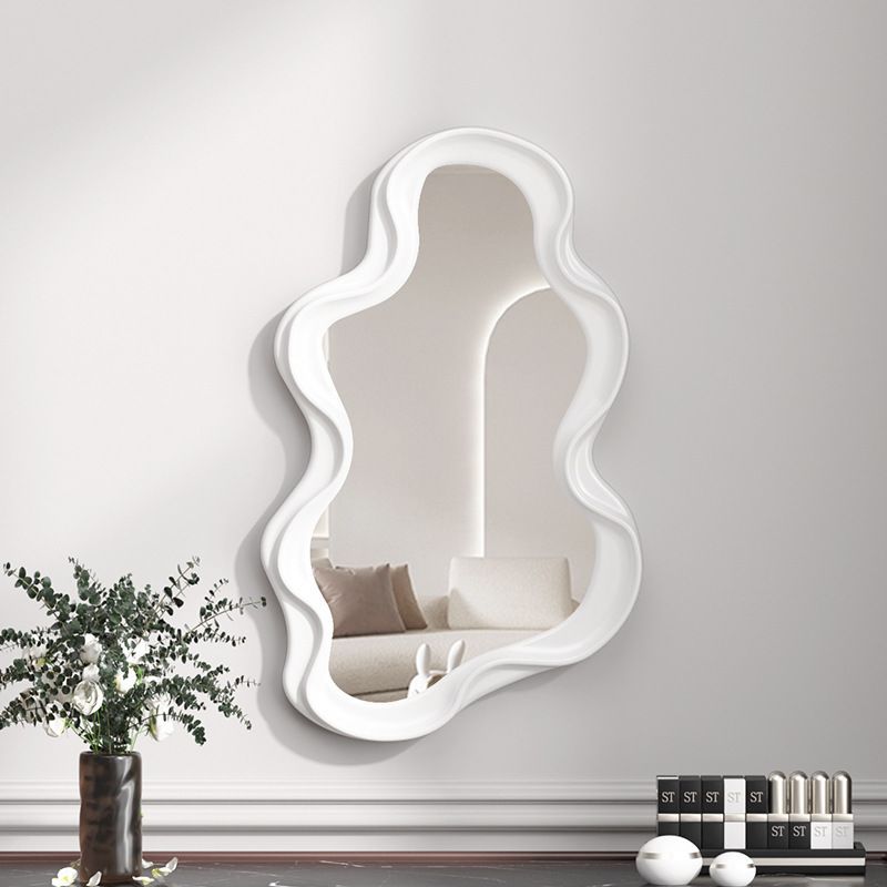 Specchio da trucco a forma di nuvola di Valstrend, specchio a parete decorativo per studentessa, con cornice bianca e superficie riflettente