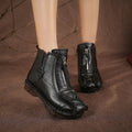 Scarpe donna Valstrend in vera pelle con rivestimento in pile caldo, cotone imbottito e stile retrò per moda e comfort.