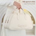 Borsa da viaggio in pelle Valstrend, grande capacità per cosmetici e articoli da bagno, con scomparti organizzati.