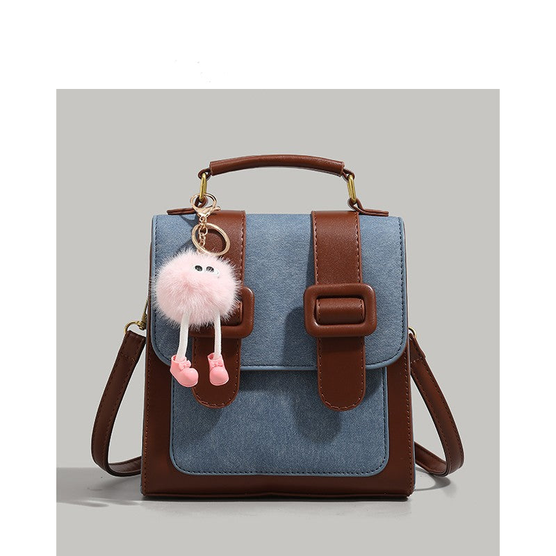 Zaino mini femminile Valstrend, borsa da scuola elegante con tasche e tracolla regolabile, in tessuto resistente e alla moda.