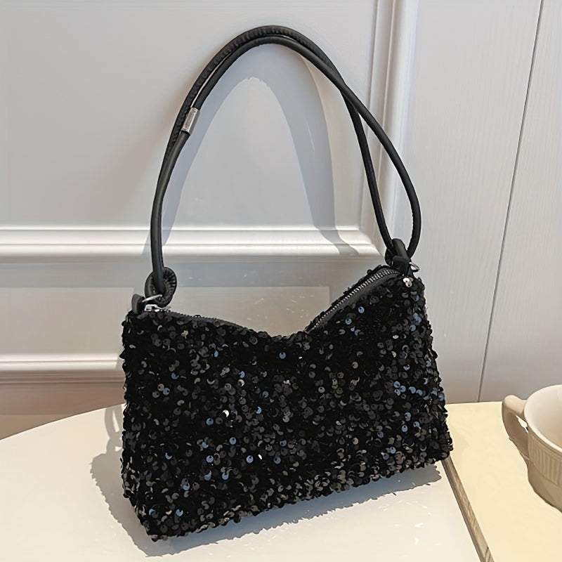 Chic Sequin Crossbody Bag for Women - Spacious & Lightweight with Adjustable Strap, Zip Closure, Nylon Lining - Perfect for Everyday Fashion