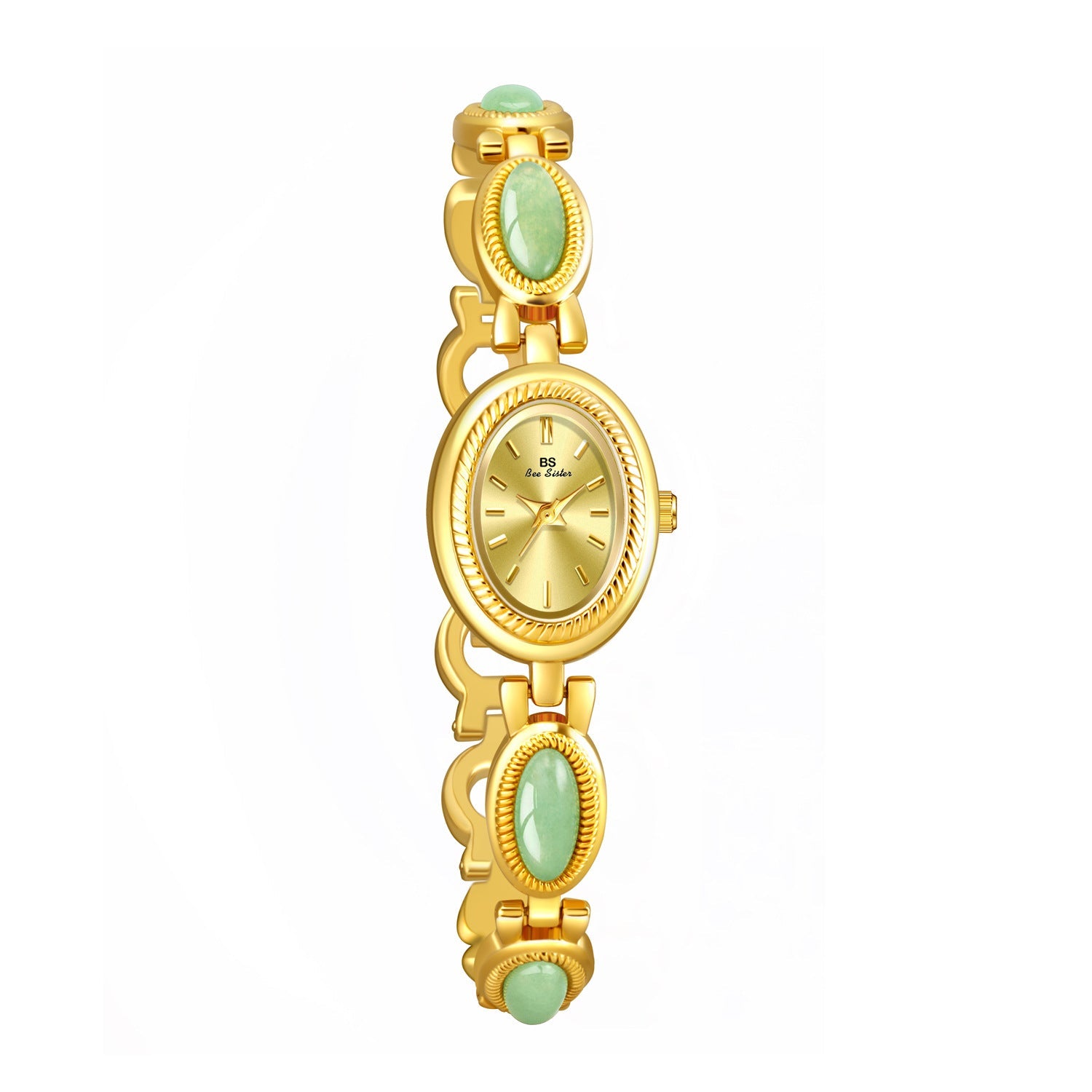 Orologio da donna Valstrend con cinturino a catena, pietra Dongling e giada Hetian, resistente all'acqua e stile retrò elegante.