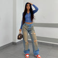 Jeans donna Valstrend shop a gamba diritta e larga, stile streetwear, in denim casual e comodo.