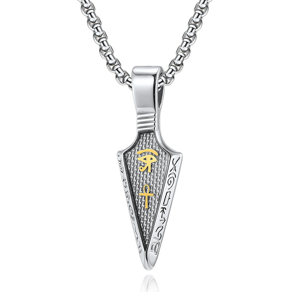 Collana Valstrend con pendente a forma di spirito Horus Eye Anka in acciaio inossidabile, dettagli artistici e design elegante.