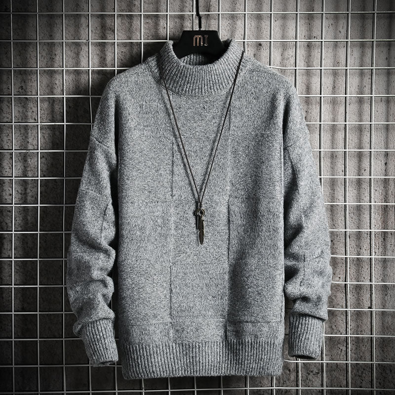 Maglione da uomo a collo alto a metà, marchio Valstrend shop, in tessuto morbido e confortevole, visibile in dettaglio.