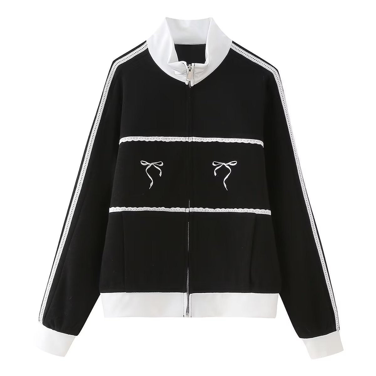 Cardigan elegante in lana con ricami in pizzo decorativi, stile moda Valstrend, con dettagli raffinati e finiture pregiate.
