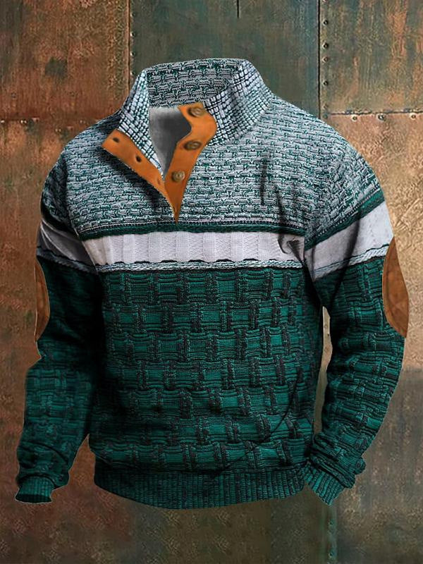 Maglione da uomo Valstrend con cerniera, stampa digitale per primavera e autunno, stile casual e moderno