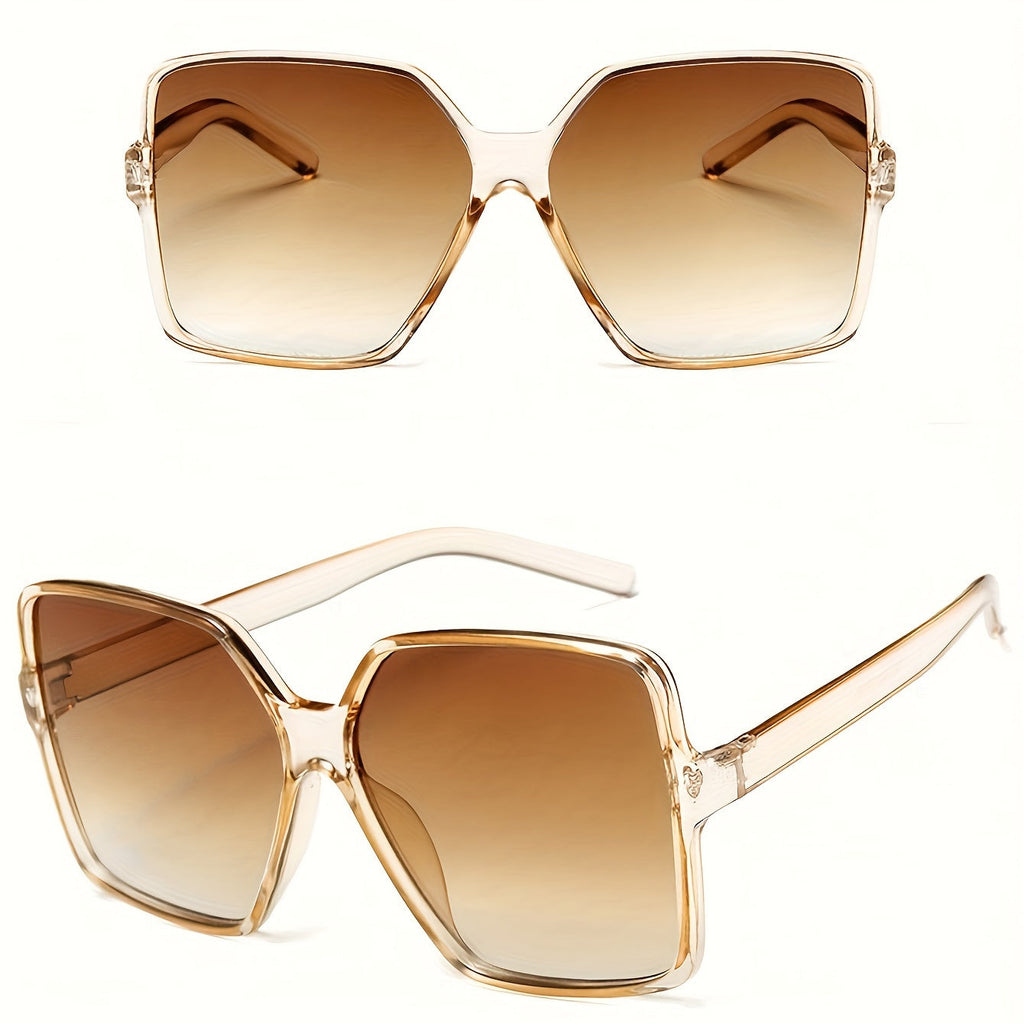 Women'S Butterfly Style Glasses, Oversized PC Frame, PC Lens, Hiking, Casual Accessory, for Driving, Travel, Beach - Reflective Lens, PC Material, Fashion Eyewear, Plastic Hinges
