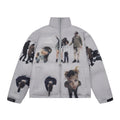 Winter Street Hip-hop American Full Pattern Print Cotton-padded Jacket Coat