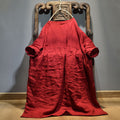 Vestito a maniche a sbuffo Valstrend in lino con ricami rotondi e collo a giro, stile elegante e leggero.