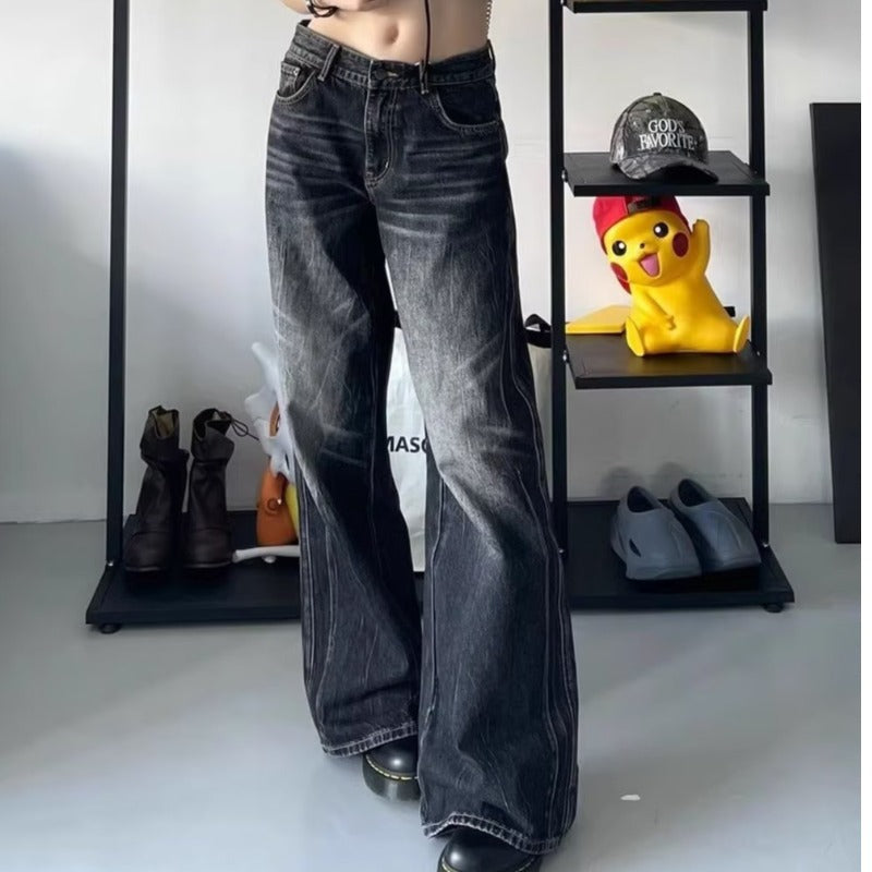 Jeans donna a vita alta slim fit Valstrend, modello con cuciture e zip, in tessuto denim blu scuro.