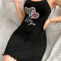 Negozio Valstrend, vestaglia da donna a stampa cuore e lettere, morbida con elastan, stile casual, orlo a rouches.