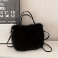 Chic Plush Crossbody Bag for Women - Adjustable Strap, Magnetic Closure, Faux Fur Shoulder Tote in Khaki/Brown/Pink/Black