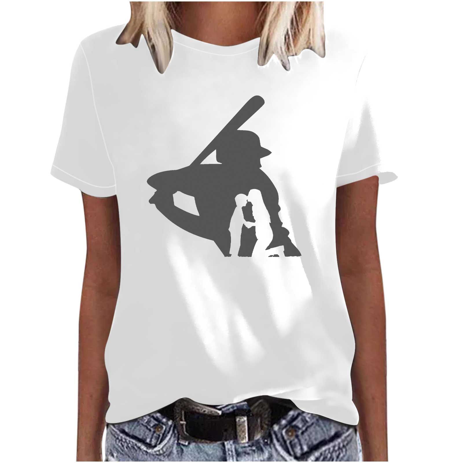 Mother's Day Baseball Women's Various Styles Loose-fitting Pullover Round-neck Short-sleeved T-shirt