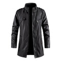 Giacca in pelle di velluto con colletto rialzato da uomo, stile modaiolo, marca Valstrend.