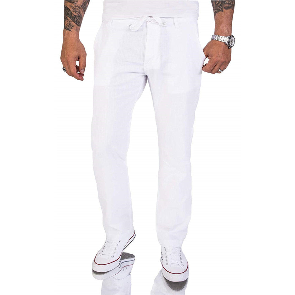 Pantaloni casual da uomo Valstrend in tinta unita, stile classico, tessuto morbido e comodo, mostra il modello senza dettagli visivi.