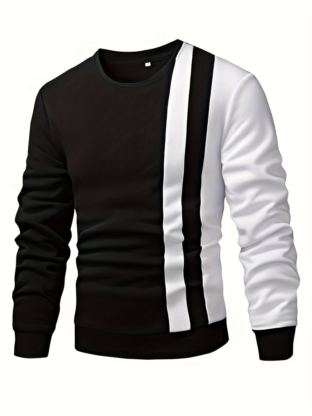 Felpa color block trendy Valstrend da uomo, casual con collo rotondo e design creativo per autunno e inverno.