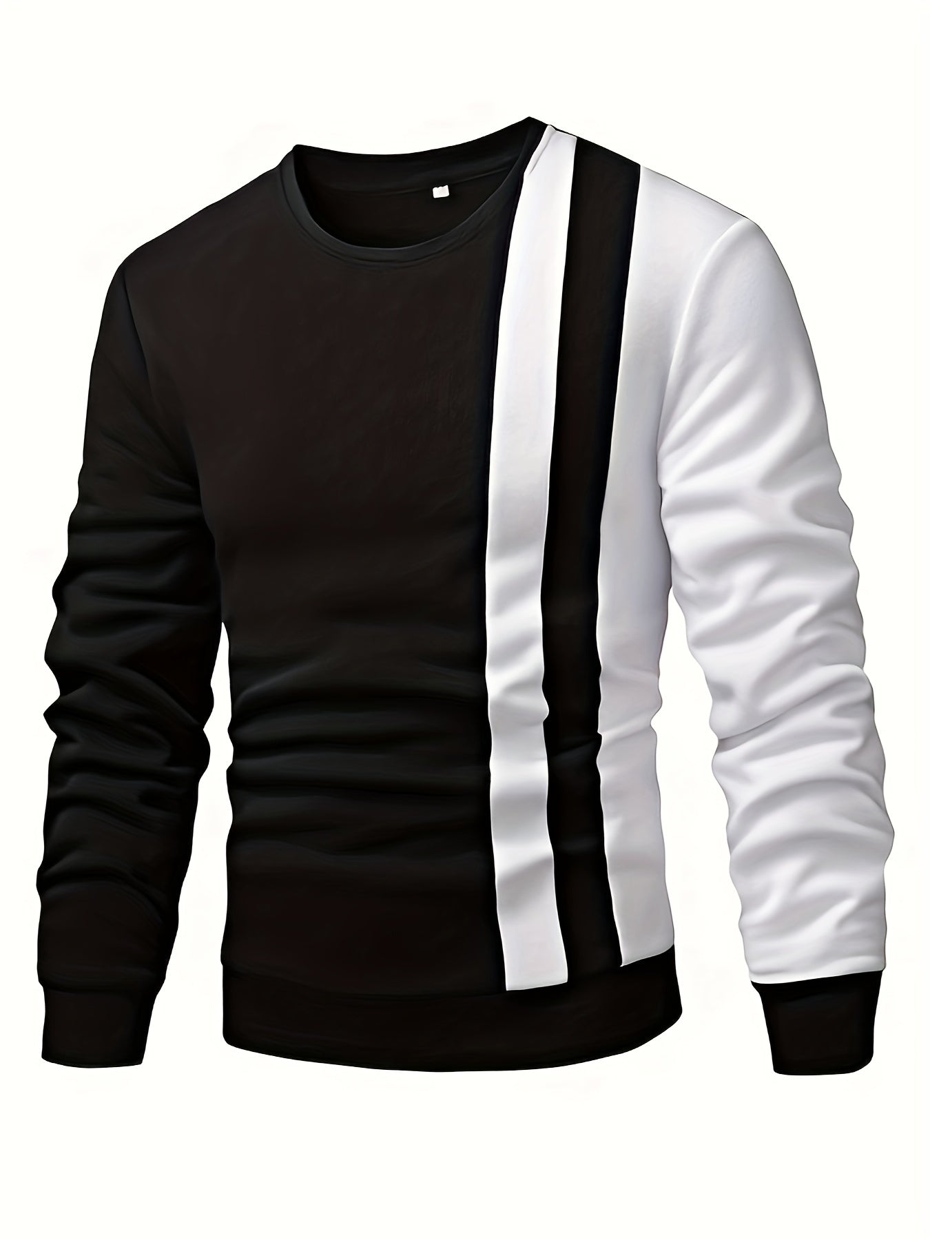Felpa color block trendy Valstrend da uomo, casual con collo rotondo e design creativo per autunno e inverno.