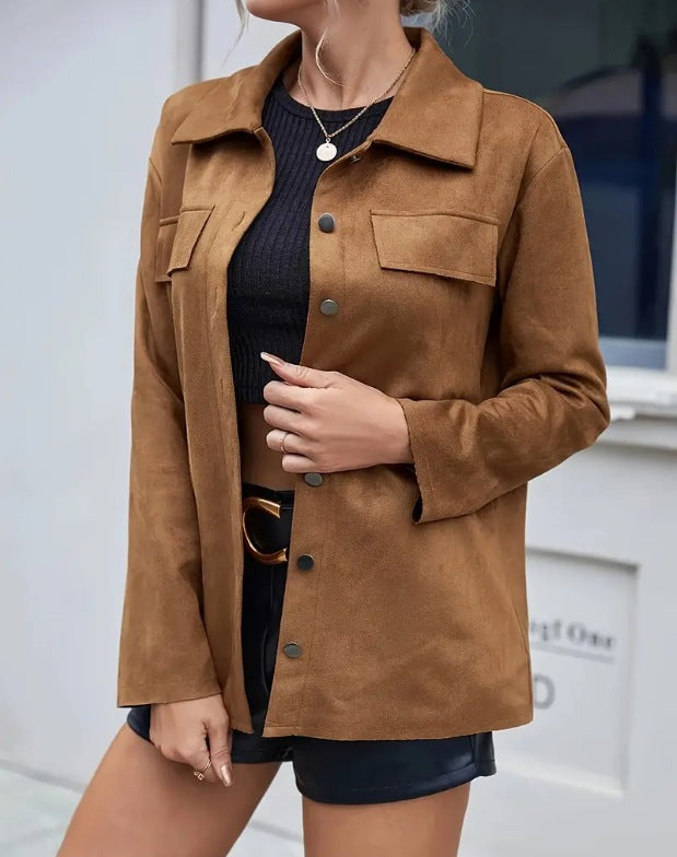 Giacca slim-fit in pelle All-match per donna di Valstrend shop, stile casual con dettagli moderni e chiusura frontale.