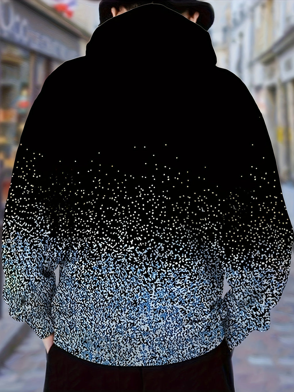 Felpa con cappuccio da uomo Valstrend, grafica a sfumature di colore, maniche lunghe casual per esterni.