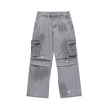 High Street American Retro Washed And Worn Ripped Leisure Straight-leg Denim Trousers