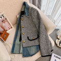 Giacca donna in denim stile classico autunno-inverno con cuciture moda, marca Valstrend, con dettagli eleganti e taglio classico.