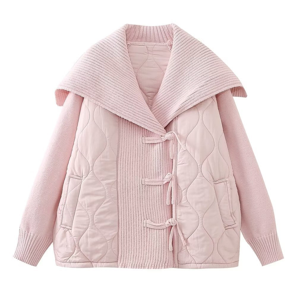Cappotto casual di moda europea e americana Valstrend con colletto da marinaio, patchwork e maglia, stile rilassato e alla moda.