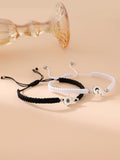 Bracciali per coppie Valstrend, in tessuto intrecciato, con simboli di sole e luna regolabili, per l'amore e l'amicizia.