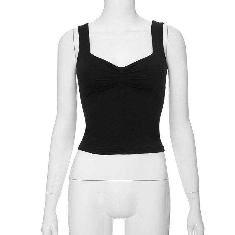 T-shirt donna casual slim con patchwork, colletto quadrato e micro paillettes, marca Valstrend shop.