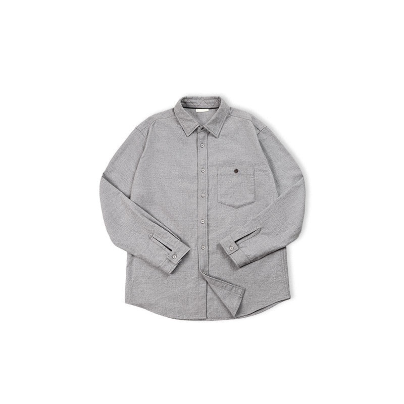 Camicia da uomo Valstrend Shop a maniche lunghe in tessuto brushed, elegante e casual, con colletto e bottoni frontali.