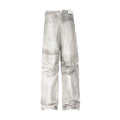 High Street Retro Washed Loose Wide Leg Slightly Flared Dirty Dyed Stitching Racing Beggar Jeans