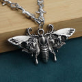 Collana con farfalla morta in stile gotico, argento anticato, dettagli intricati, design dark e misterioso di Valstrend shop