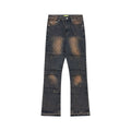 Pantaloni in denim wash da strada americana di marca Valstrend shop, stile urbano e moda street fashion, vista frontale.