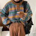 Maglione retrò in stile giapponese All-match di Valstrend, con motivi colorati e design vintage.