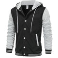 Giacca da baseball con cappuccio Valstrend, giacca letterman da uomo, stile varsity per primavera e autunno, cappuccio e dettagli sportivi