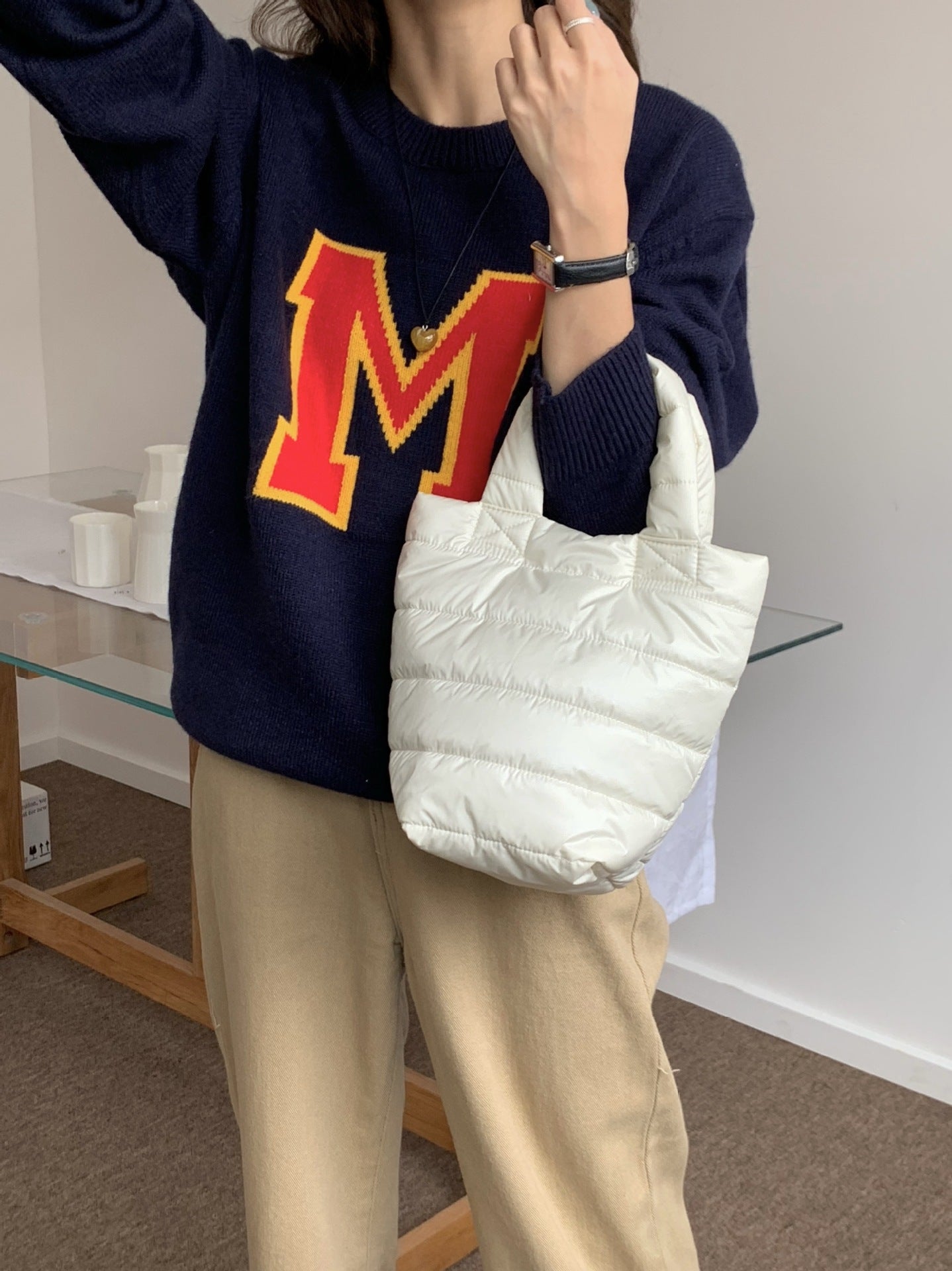 Autumn And Winter Cotton Filling Soft Handbag
