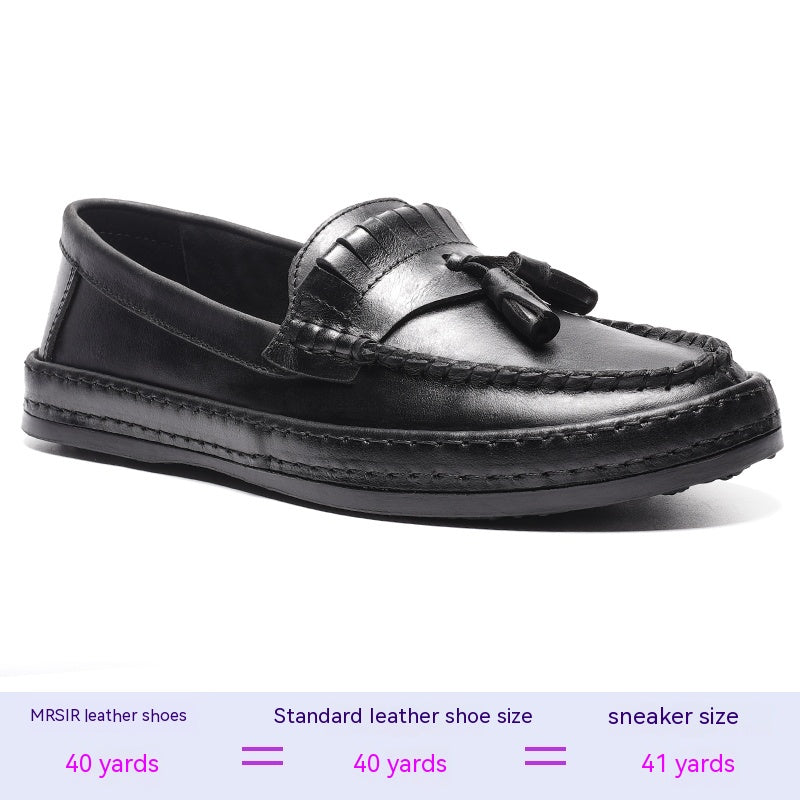 Scarpe uomo estate Valstrend stile britannico in pelle, slip-on casual e comode, con suola antiscivolo.