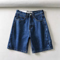 Shorts in denim a vita alta Valstrend con tasche, modellano le gambe e sono ideali per il lavoro e il tempo libero.