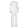 Comodo jumpsuit lungo con maniche a rete e dettagli di perline, taglia plus size, marca Valstrend shop.