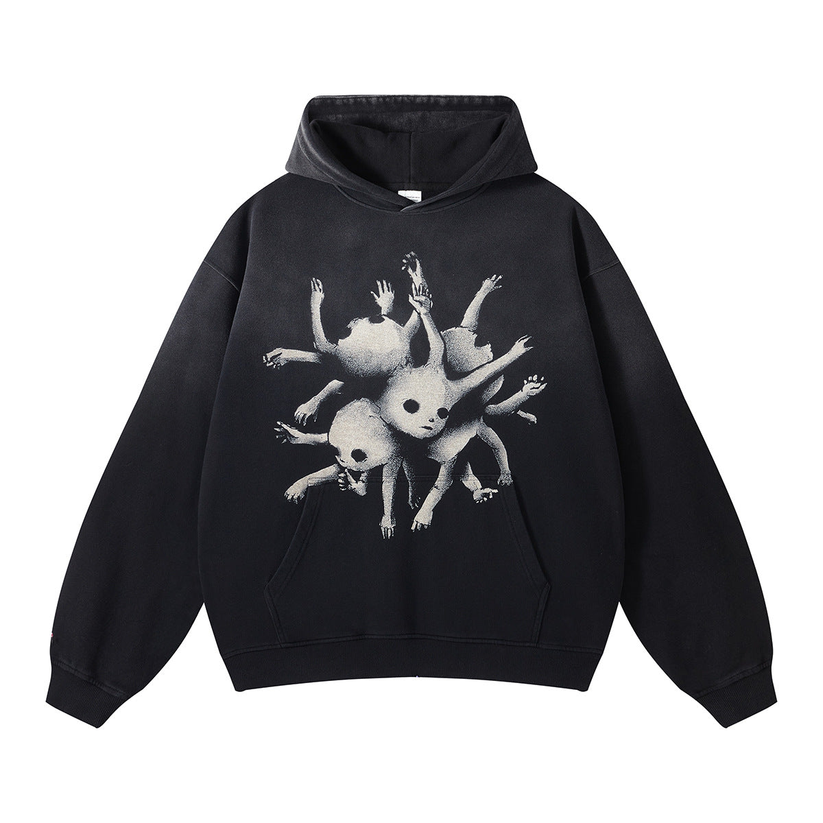 Monkey Wash Gradient Washing Digital Printing Men's Sweater Loose Hoodie