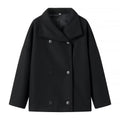Cappotto da donna Valstrend in lana casual con doppio petto, stile francese, ideale come esterno autunnale o invernale.