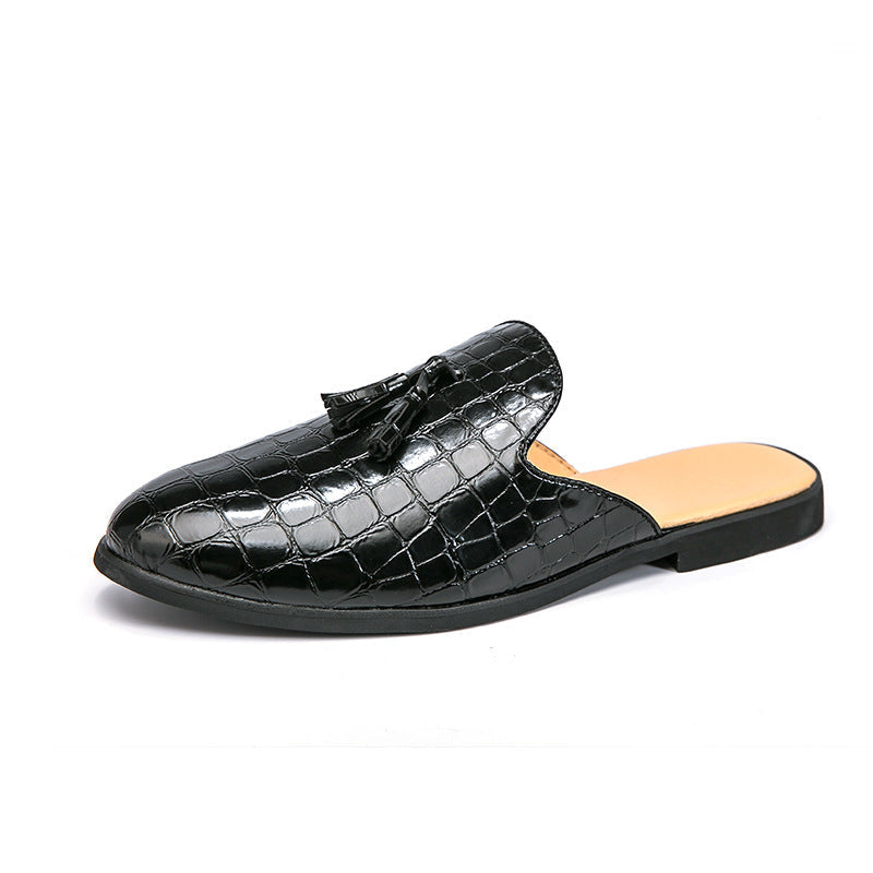 Scarpe da uomo Valstrend in pelle con nappine e dettagli brogue, slip-on a metà supporto, stile fashion e casual