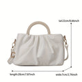 Chic White Pleated Women's Shoulder Bag - Trendy Small Square Handbag with Pearl Handle, Casual Solid Color Faux Leather Purse