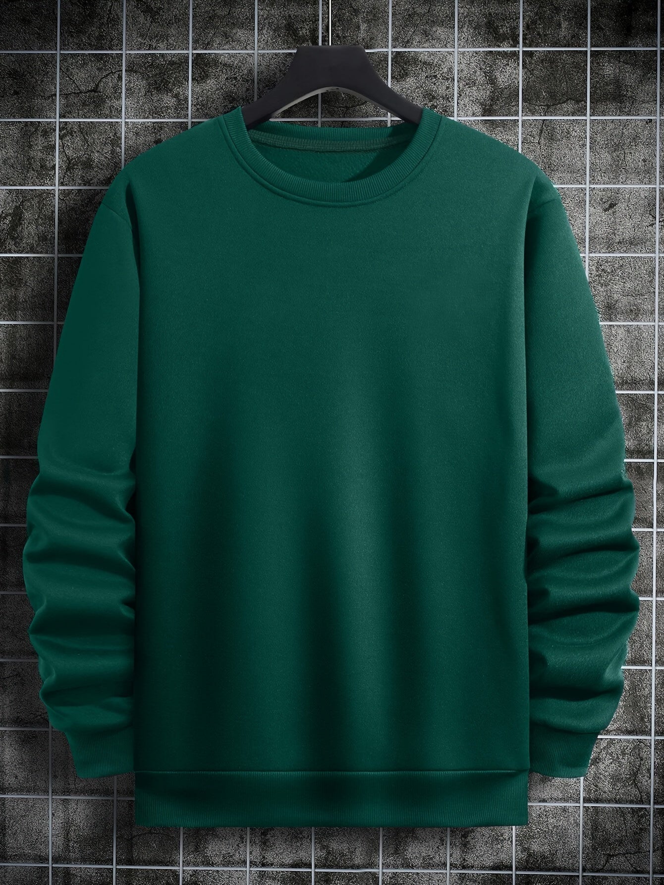 Felpa casual da uomo Valstrend, girocollo, colore solido, vestibilità comoda, tessuto in poliestere elasticizzato, pullover leggero