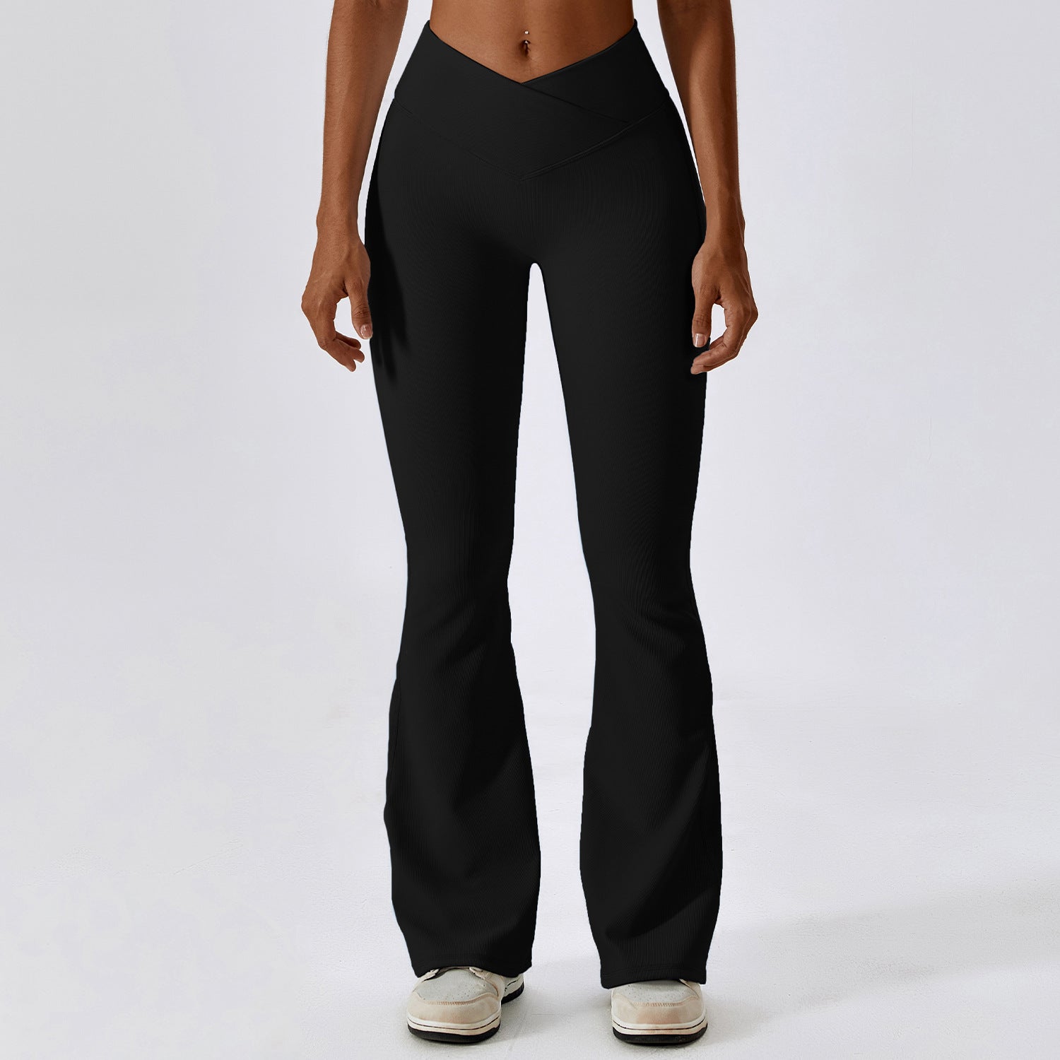Pantaloni yoga donna a campana a vita alta Valstrend, pantaloni sportivi da corsa con design a campana e vita alta.
