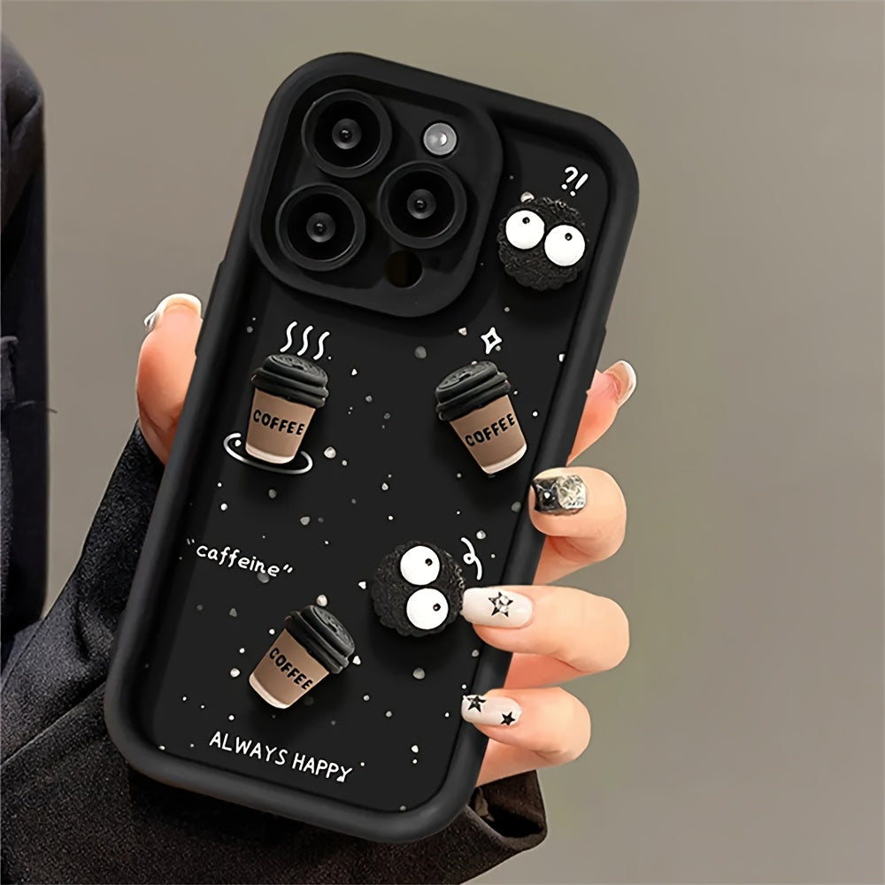 Custodia morbida in silicone 3D con design cartone animato per iPhone, protezione per l'obiettivo e il corpo del telefono.