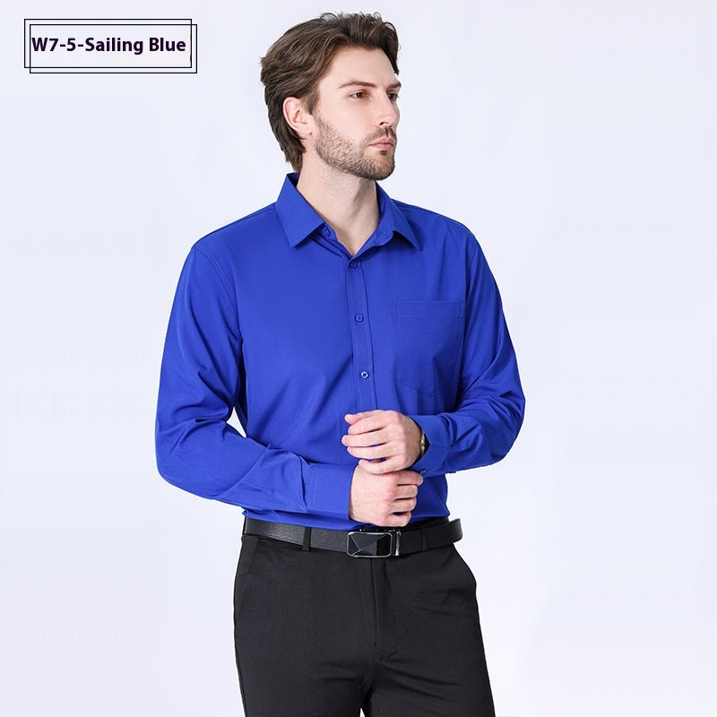 Camicia uomo Valstrend a maniche lunghe, stile minimalista e professionale, tessuto elasticizzato e facile da stirare.