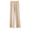 Pantaloni donna casual a zampa larga in lana, stile rilassato, colore grigio chiaro, da Valstrend shop.
