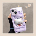 Custodia per iPhone con motivo orsetto bianco creativo di Valstrend, rivestimento protettivo in silicone per modelli iPhone 11-15.
